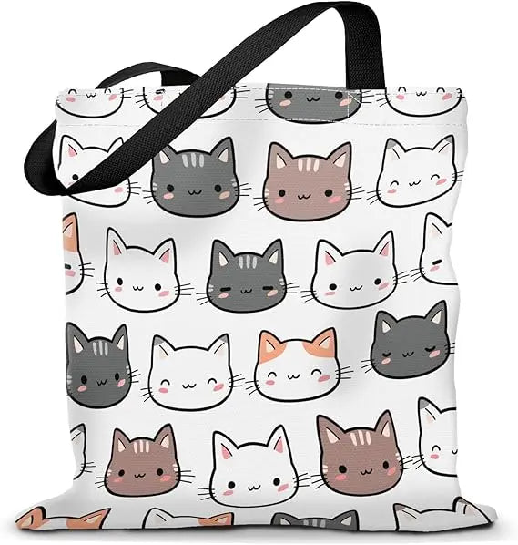 Cartoon Full-Color Printed Eco-Friendly Cotton Tote Bag Cotton Canvas with Custom Logo for Travel and Shopping