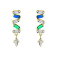 Summer Colorful Zirconia Gold Plated Dangle Drop Fall Ladies Marquise Geometric Stud Amethyst 925sterling Silver Earrings