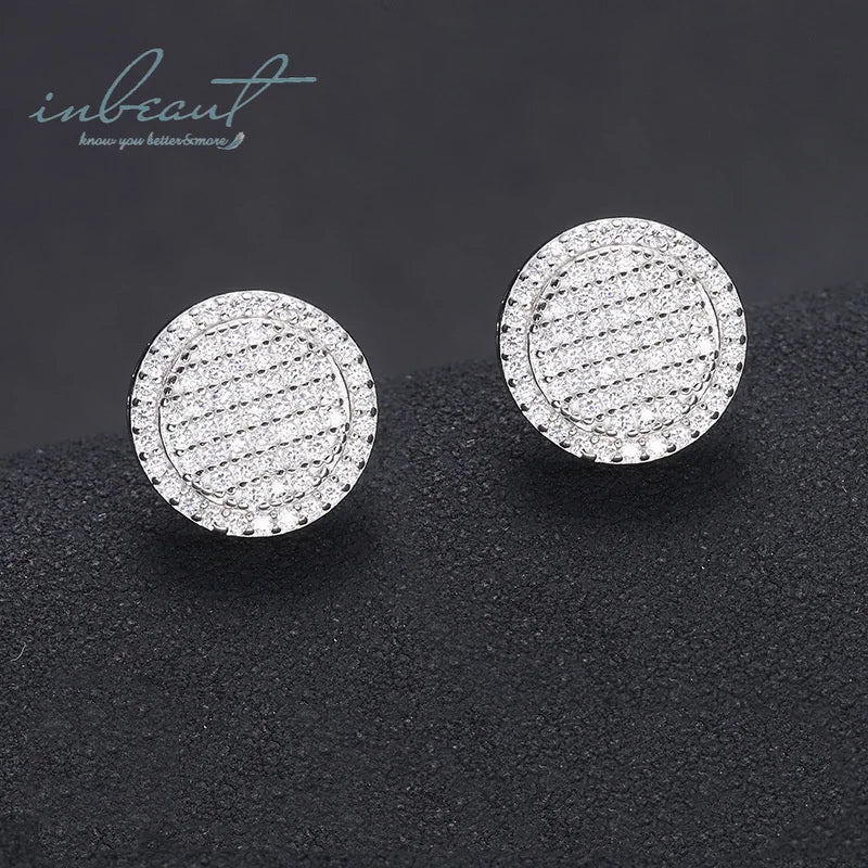 Silver 925 Original Total 2 Ct Brilliant Cut Round Diamond Test Past D Color Micro Moissanite Stud Earrings Gemstone Jewelry
