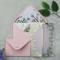 5*7 Inches Foiling Clear Acrylic Wedding Invitation Cards Vellum Invitation Cover Sets with Wax Seal and Blush Envelope