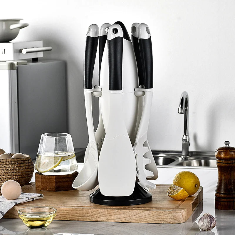 Non Stick 6 Pieces Latest Design Heat Resistant Rocket Stand Silicone Kitchen Cooking Utensils Sets