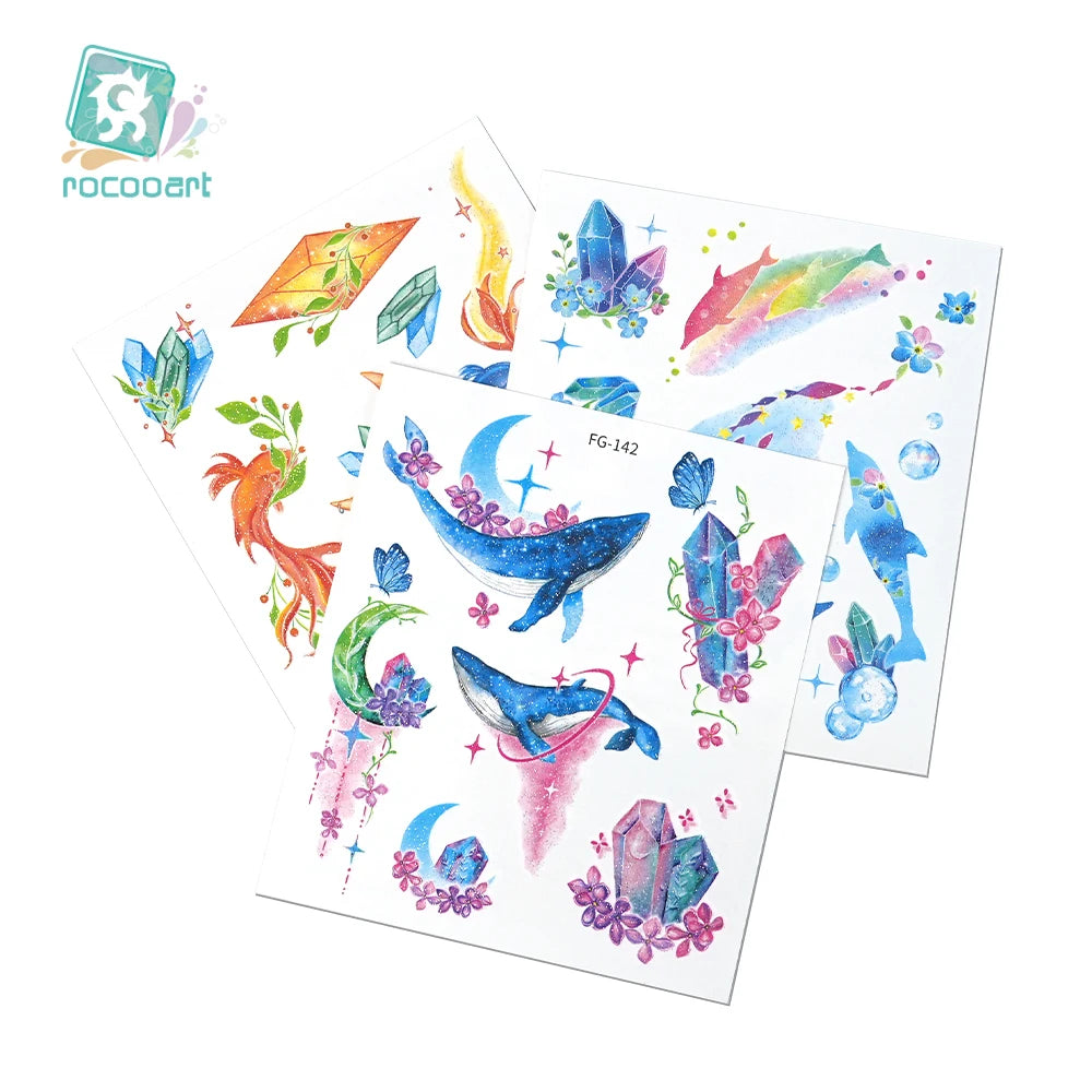 Kids Girls Waterproof Horse Temporary Tattoos Children's Unicorn Animals Mermaid Ocean Tattoo Designs for Birthday Parties MegaBDM