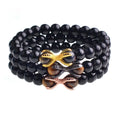 Black Matte Onyx Stone Peanut Beaded Stretch Bracelet Protection Double Claw 7 Chakras Aromatherapy Essential Oil Diffuser