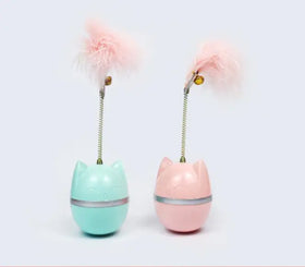 Luxury Eco-Friendly Plastic Cat Toy Bite-Resistant Tumbler Ball with Feather Stick Interactive Toy for Cats