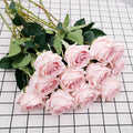 Wholesale White Silk Roses Artificial  Flowers  for  Home  Decoration
