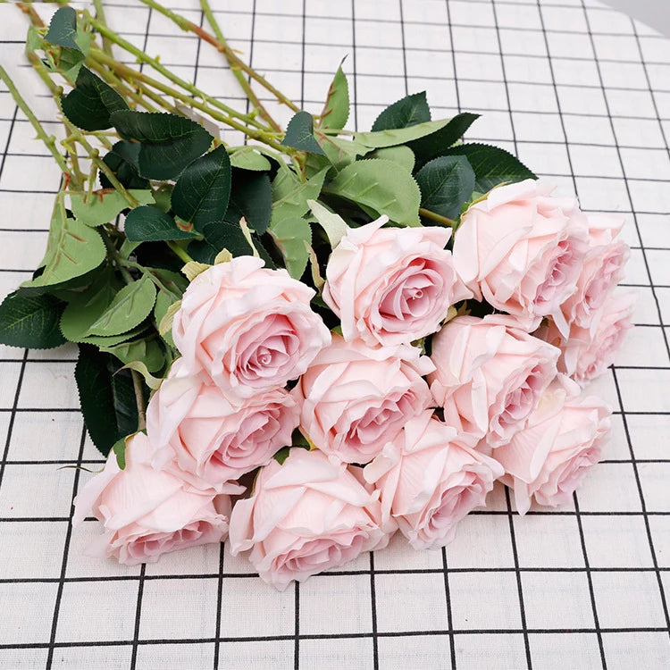 Wholesale White Silk Roses Artificial  Flowers  for  Home  Decoration