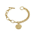 Vintage Queen's Head Bracelet OT Buckle Paper Clip Cuban Chain Bracelet 18K Gold Plated Stainless Steel Bracelet for Women