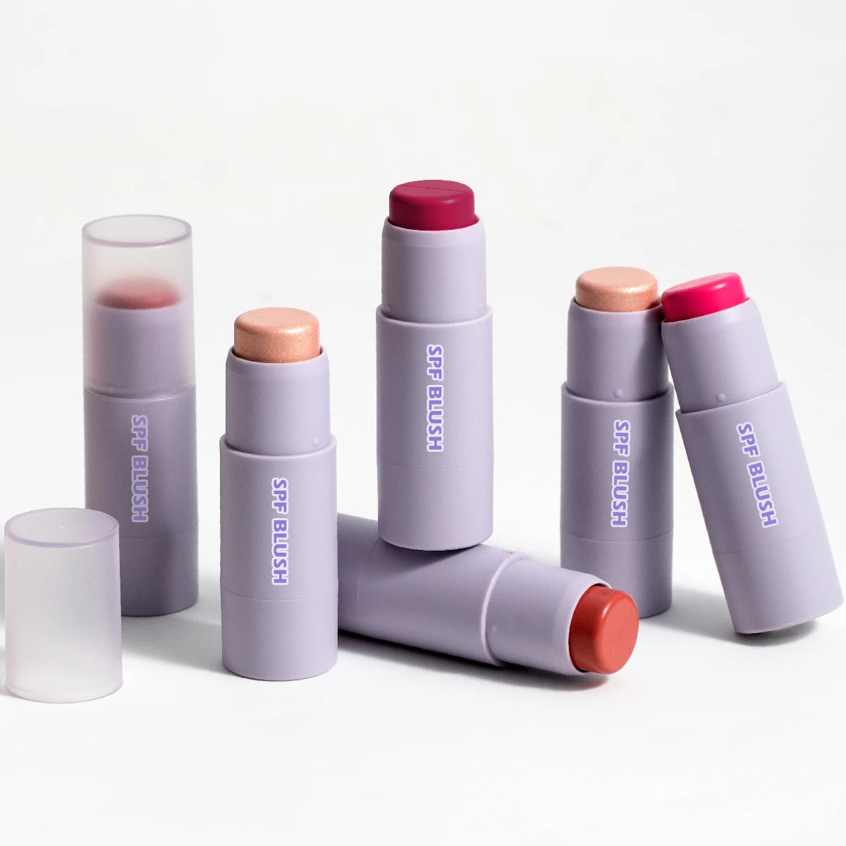 Wholesale Purple Tube Peach Cheek Blush on Vegan Make Your Own Logo Oem Waterproof Makeup 3 in 1 SPF Private Label Blush Sticks