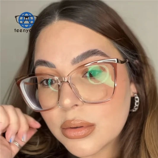 Teenyoun Eyewear Anti Blue Light Blocking Cat Eye Glasses Frame Women Luxury Retro Eyeglasses for Ladies Optical Computer