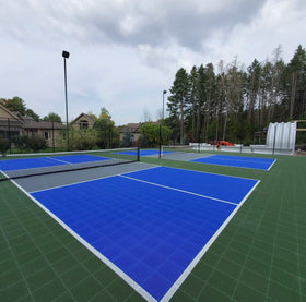 Suspended Sports Flooring Tiles Removable Badminton Court Mat Click PP Vinyl Flooring for Pickleball Badminton Graphic Design