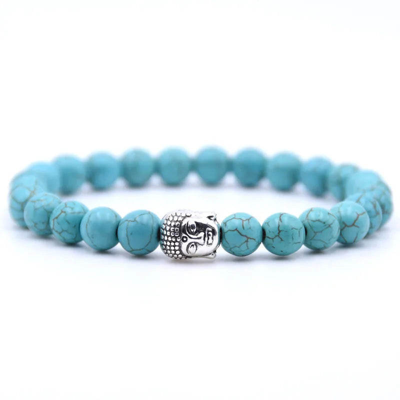 Vintage Natural Stone Beads Bracelet for Men Women for Meditation Weddings Fashionable Buddha Head Beaded Jewelry