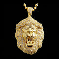 18K Gold Plated Iced Out CZ Pave Wholesale Hip Hop Brass Lion Head Pendant for Bulk Order