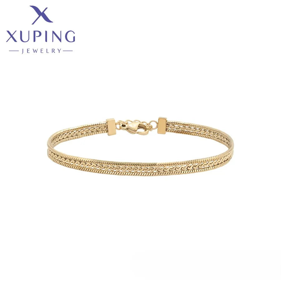 T000959272 XUPING JEWELRY 14K Gold Color Stainless Steel Elegant Other Fine Fashion Friendship Jewelry Women Bracelet