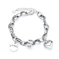 Hot Selling Ladies Sterling Silver 925 Love Shape Pendant on Circle Chain Fashion Charm Bracelet