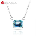 GIGAJEWE 6*8m 2.0ct Cyan Color Moissanite Silver 925 Plated with 18k Gold Pendant Necklace for Women Gift