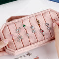 Handmade Velvet Ring & Earrings Tray Jewelry Display Stand Storage Box 18x10x5.5cm Home Decor