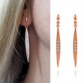Women's Drop Earrings Punk Trendy Style Geometric Plant Design Rose Gold Plated Cubic Zirconia & Crystal LAMOON