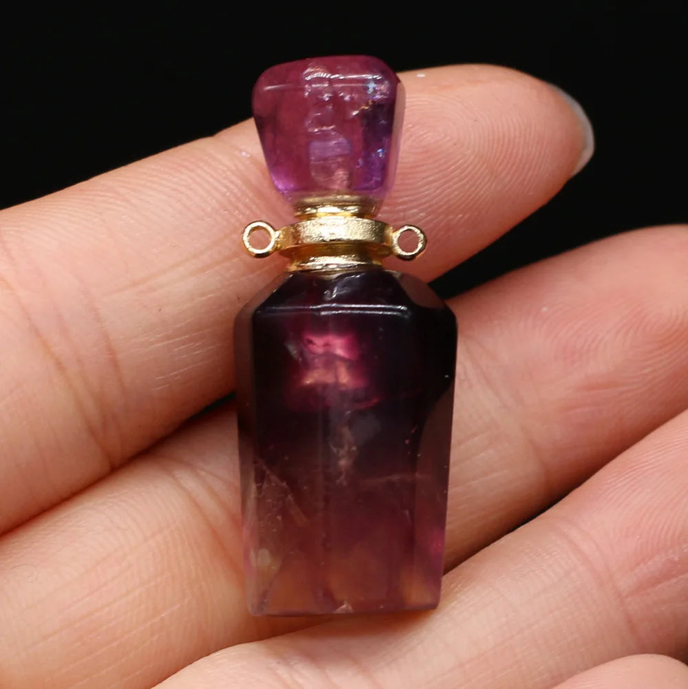 HZ Wholesale Natural Crystal Fluorite Perfume Bottle Pendant