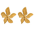 JINYOU 560 Simple Texture New Floral Modern Women's Earrings Stainless Steel Gold Flower Stud Earrings Jewelry