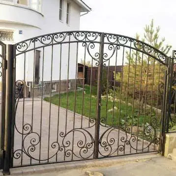 Custom Ornamental Hand Forged Ironwork Wrought Iron Main Driveway Main Gates Painting
