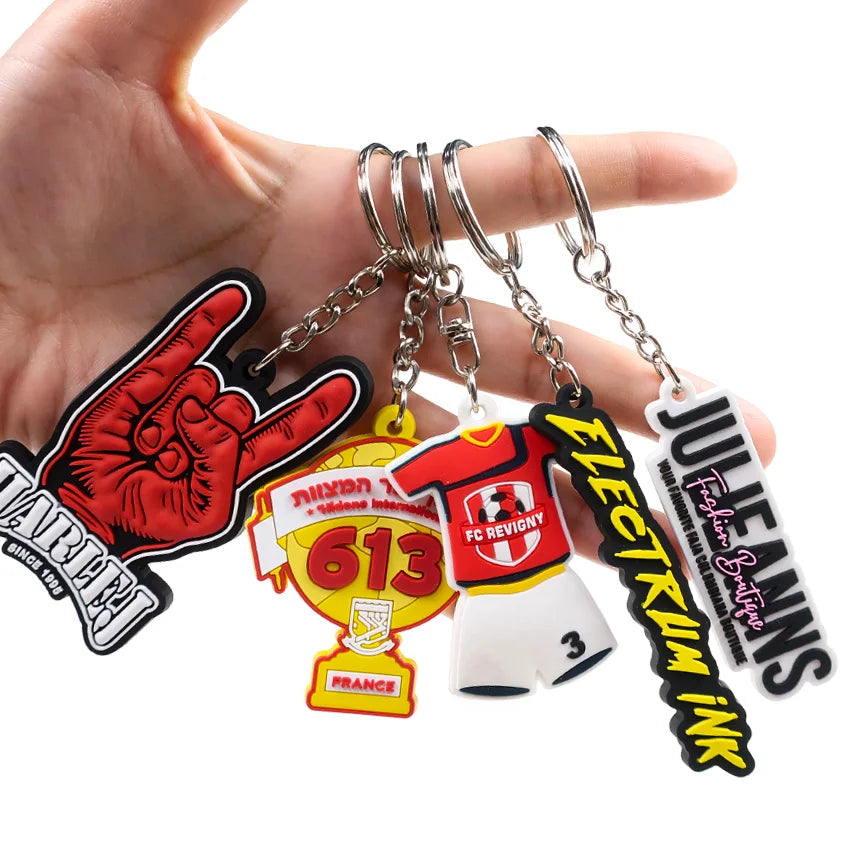 Cheap logo Customized Polo Shirt Soccer Club Keyring Sport Football Soccer Key Chain PVC Rubber Keychain