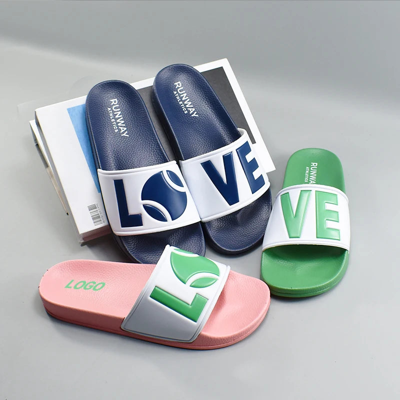 Wholesale Design PVC Waterproof Light Weight Winter Sandals OEM 3D Printing Custom Logo Men's Slippers for Women House Slides