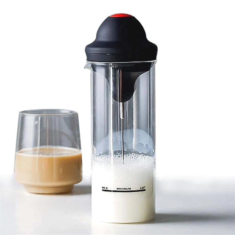 400ml High Boron Glass Bottle Stainless Steel Whisk Heads Milk Frother.