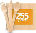 Cheap Wholesale 100 Forks 100 Spoons 100 Knives Wooden Cutlery Disposable 6" Series