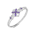 YBO Custom Luxury 925 Sterling Silver Bangle Bracelets for Women Geometric Flower Hollow Bangles Natural Amethyst Gemstone CZ