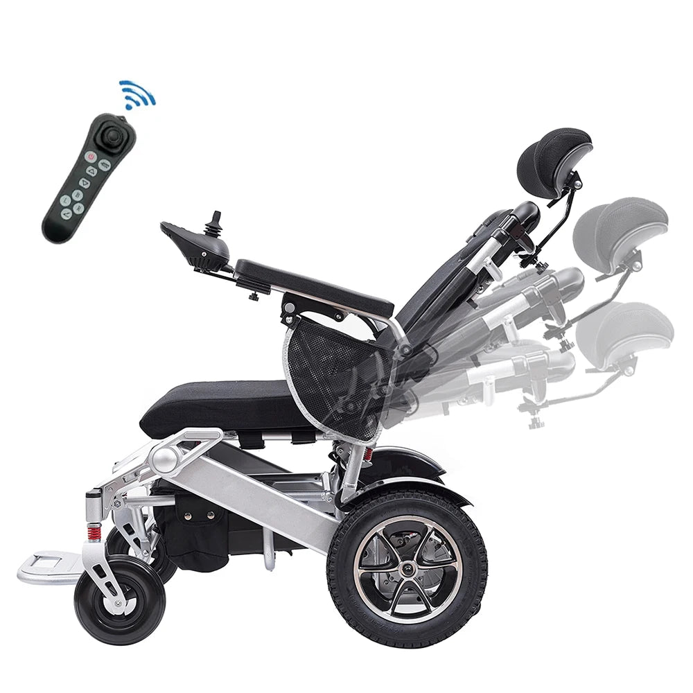 2024 New Folding Electric Wheelchair Luxury Automatic Reclining Backrest Power Wheelchair Off Road for Disabled