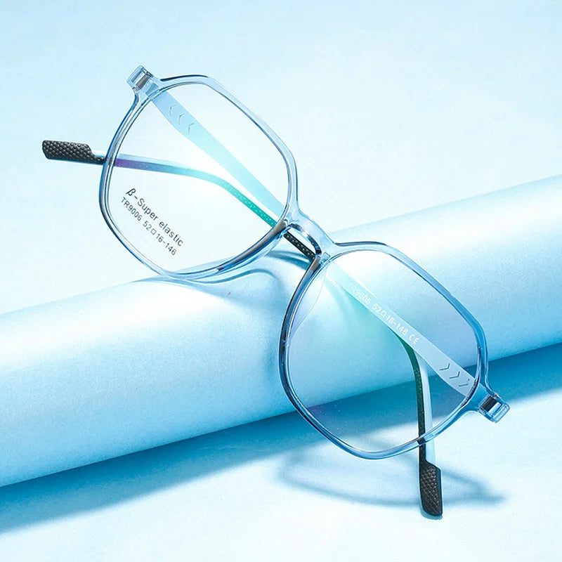 Ready to Ship Factory Price Cheap Super Light Transparent Blue TR90 Eyeglasses New Frames Titanium 2025