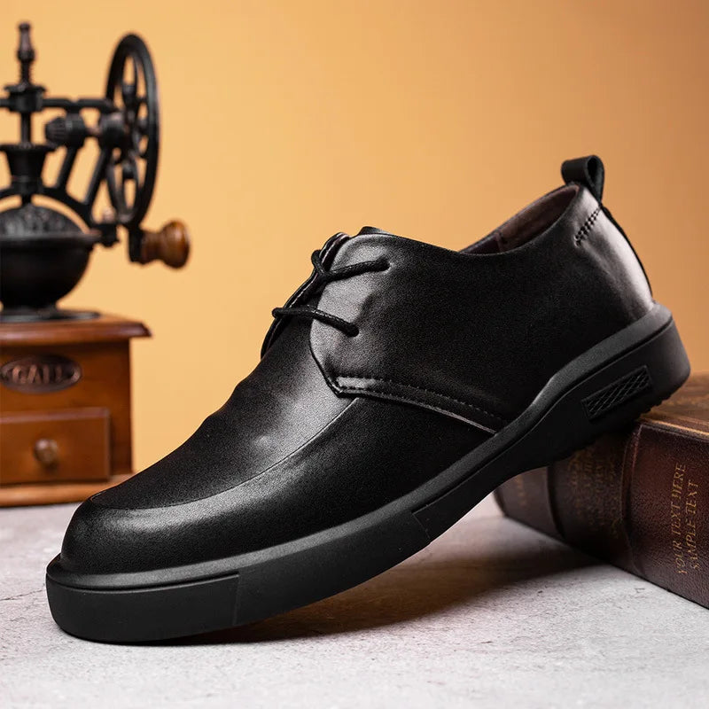 Mens Leather Shoes Comfortable Soft Sole Simple and Lightweight Breathable Business Formal Leather British Leather Shoes