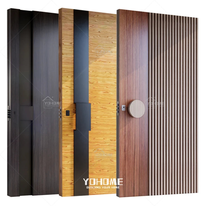 German Design House Mahogany Modern Front Entry Pivot Doors
