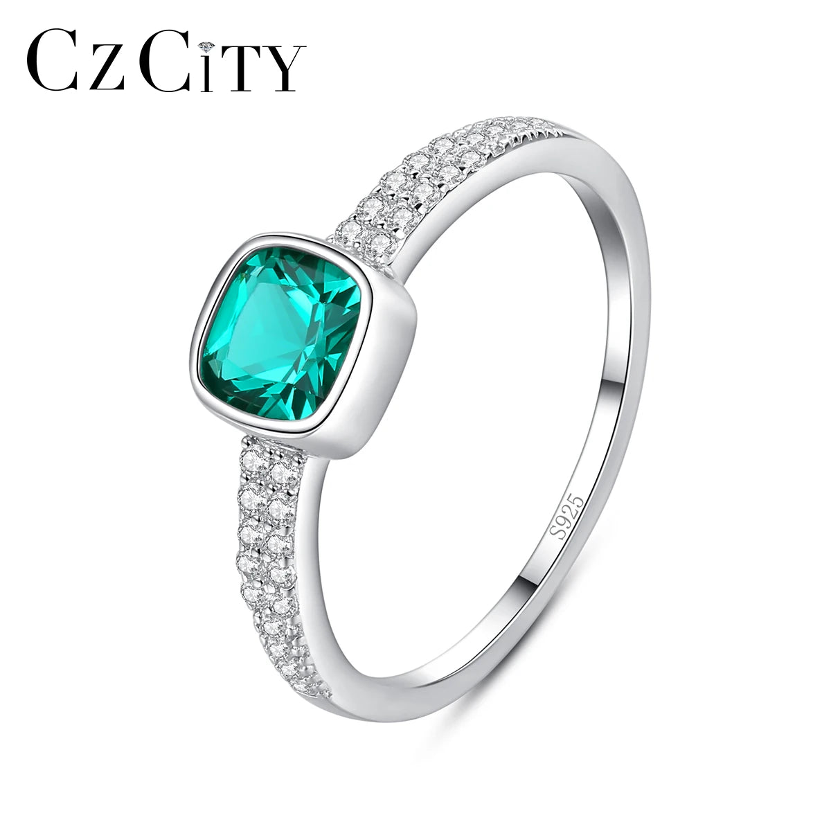 Factory  Wholesale Half Eternity Ring 925 Sterling Silver Jewelry Cushion Cut  Ring for Women Girl Christmas Gift