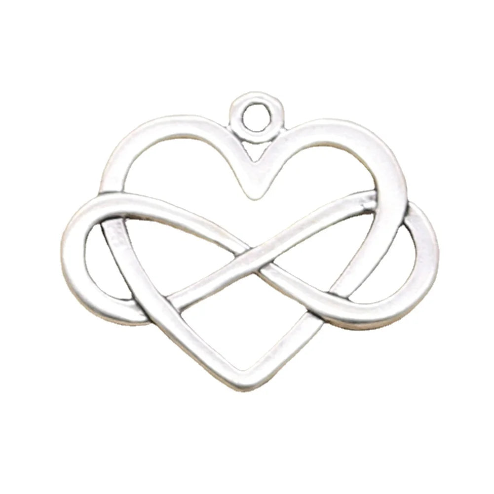 Charms Heart Infinity love Forever 22x27mm Tibetan Silver Color Pendants Antique Jewelry Making DIY Handmade Craft