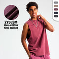 New Arrivals 275 GSM Cotton Fabric Boxy Sleeveless T Shirt Retro Washed Raw Edge Blank Damaged Vintage Sleeveless Tank Top