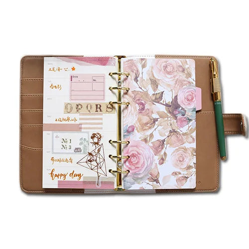 A5 Flora 5-Tab Binder Dividers Insertable Big Tabs 6 Holes Planner Index Dividers for Filler Paper Index Page