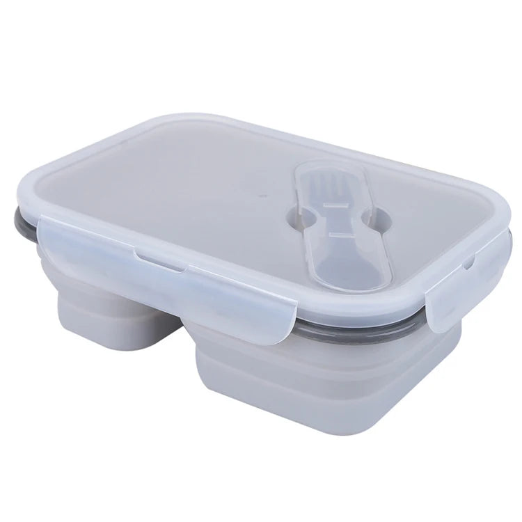 1100ml Silicone Folding Bento Lunch Box 2 Compartment Collapsible Food Storage Container Lunch Box