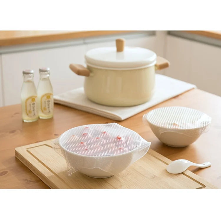 Collapsible Silicone Food Wrap Reusable Microwave Silicone Stretch Lids Washable for Refrigerator