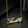 Personalized Stainless Steel Daisy Flower Necklace with Custom Name Romantic Claw Setting Link Chain for Anniversaries