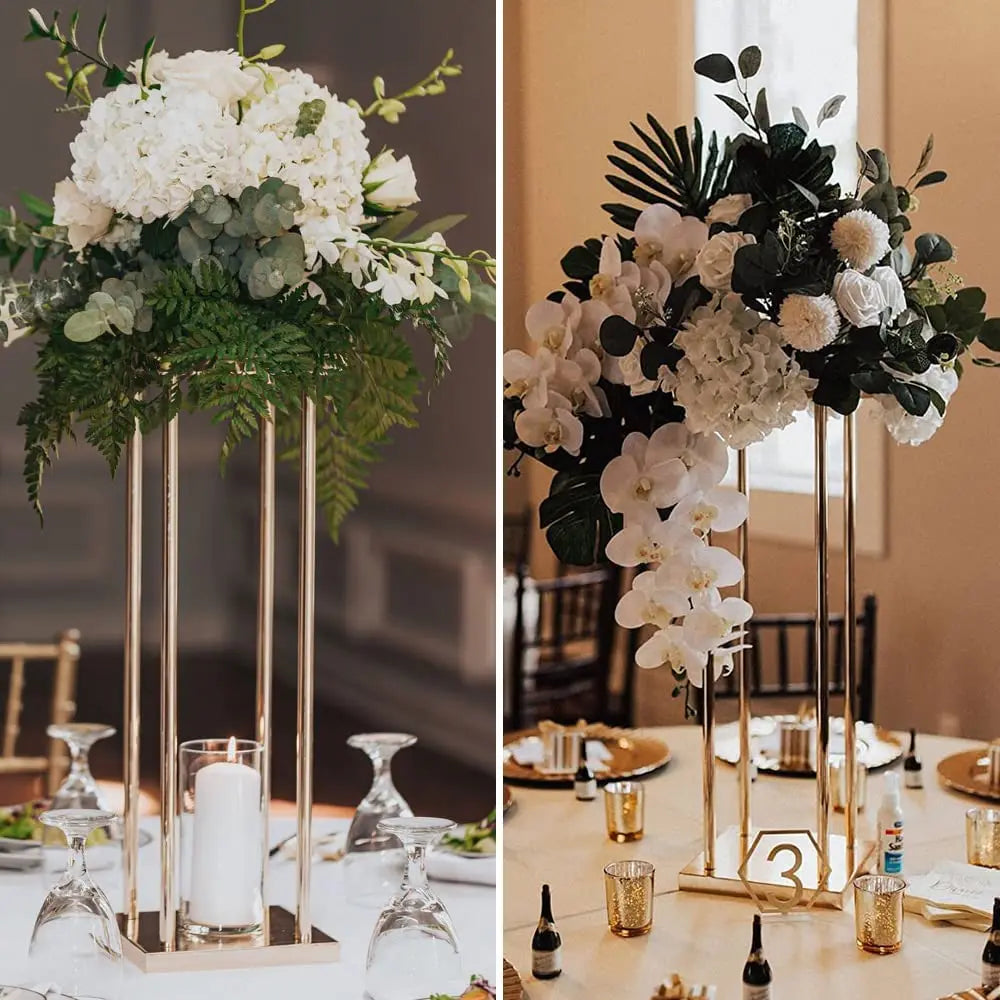 Golden Geometric Road Flower Stand Stage Shelf Wedding Props Frame made of Iron with Electroplating