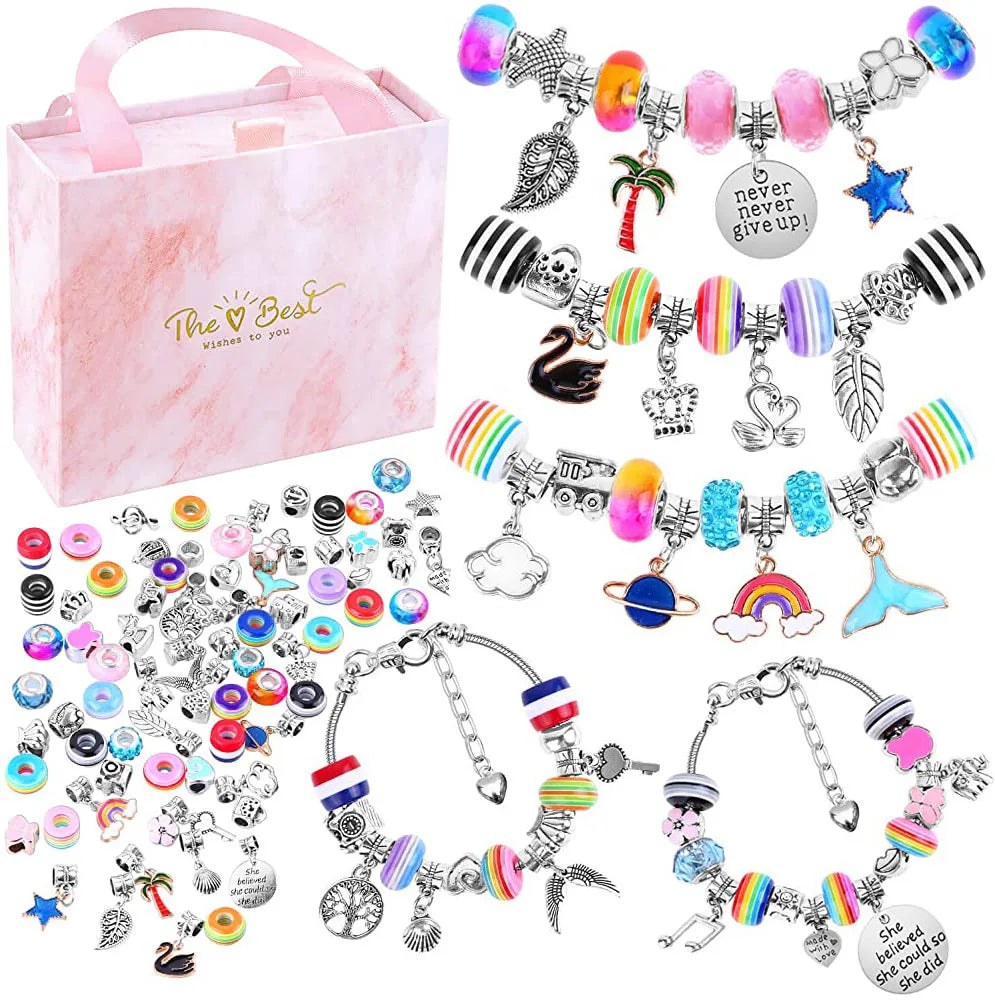86 PCS Bracelet Making Kit for Girls DIY Charm Bracelets Kit with Beads Kids Birthday Gift Supplies