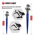 MAXPOWER Adjustable Ratchet Iron Spud Construction Plumbing Bolts Tapered Wrench