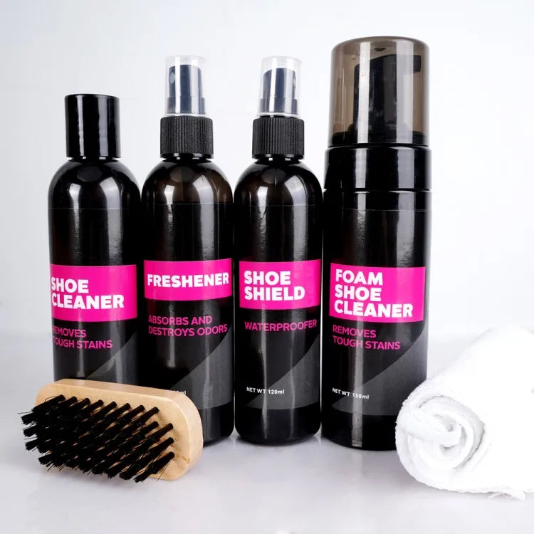 Natural 120ml/150ml Foam Shoe Cleaner Set White Sneaker Care Kit with Brush for Sports Shoes
