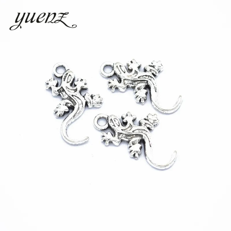 YuenZ Lizard Charms Antique Silver Color Metal Charm Pendant for Bracelets Necklace Jewelry Making 22*12mm D9254