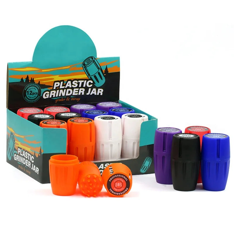 Hot Selling Custom logo Plastic Grinder Jar Storage Jars Container Herb Grinder Tobacco Smoking Accessories
