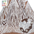 French Bridal White Beads Lace Wedding Dress Tulle Embroidery Beaded Sequins Fabric Laces Fabrics for Women