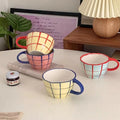 Ins Korea Hand Pinch Plaid Ceramic Coffee Mug Creative Underglzed Color Breakfast Milk Cup