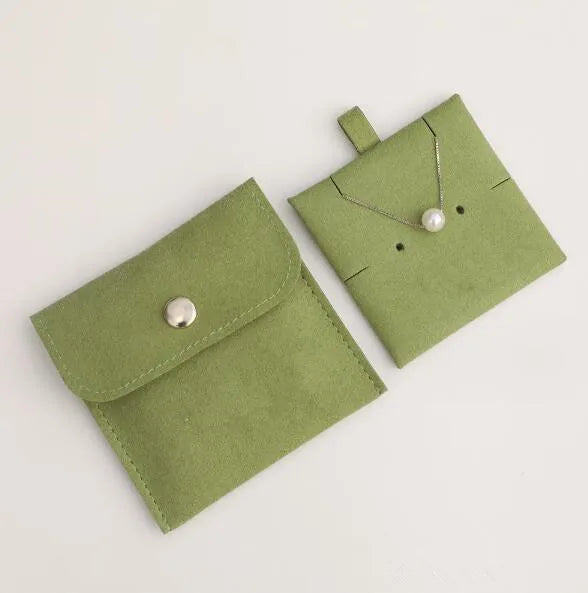 Custom Logo Luxury Small Envelope Flap Package Pouch Jewelry Bag Microfiber Gift Packaging Ring Earrings Jewelry Pouch
