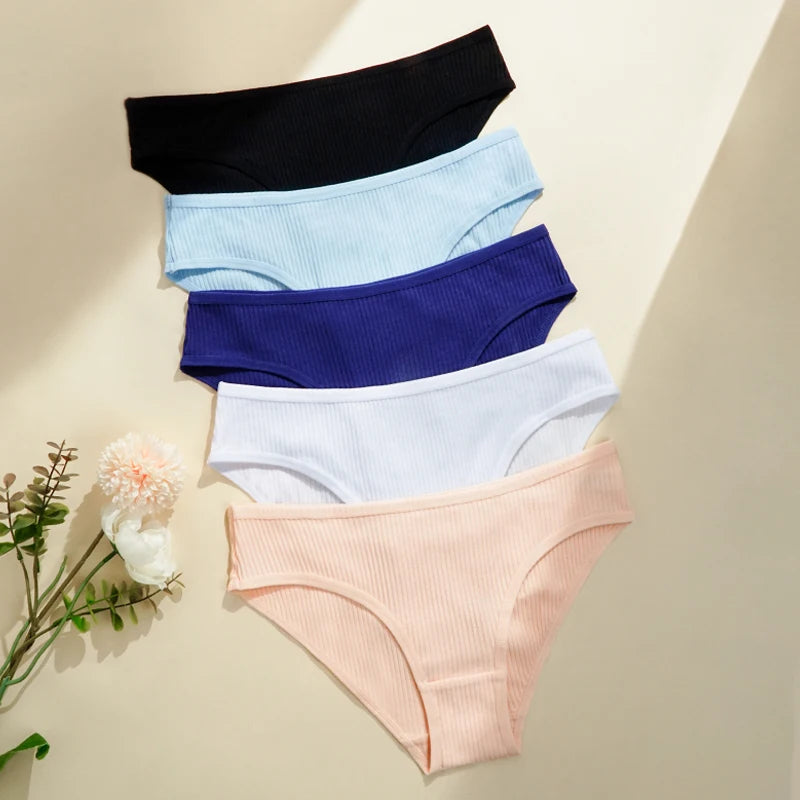 Ladies Pure Cotton Panties  Interior Mid Rise Female Hipster Panties Cotton Women Underwear